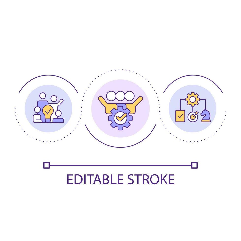 Effective teamwork strategy loop concept icon. Collaboration for development. Brainstorming abstract idea thin line illustration. Isolated outline drawing. Editable stroke vector