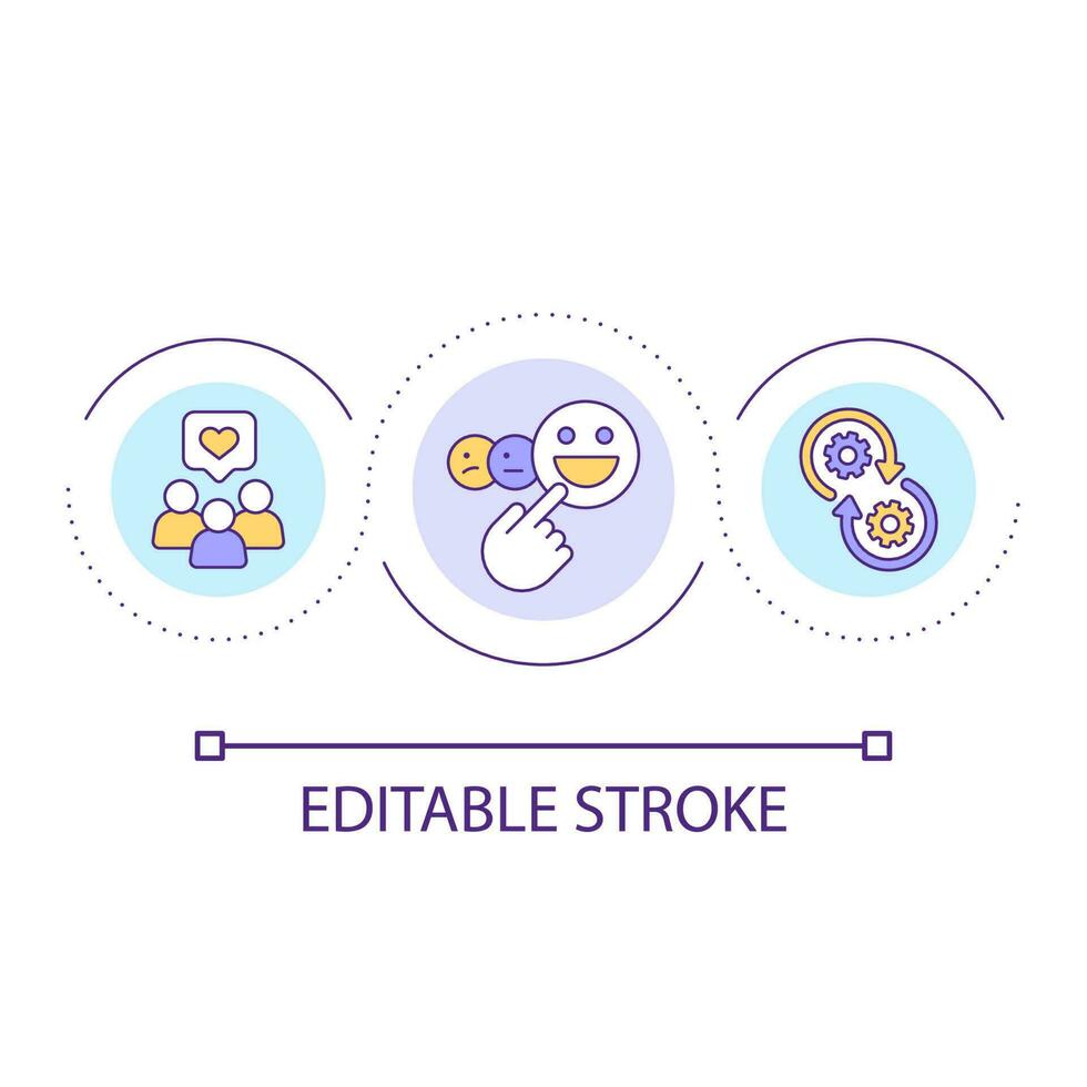 Maintain customer experience loop concept icon. Collect consumers feedbacks. Relationship building abstract idea thin line illustration. Isolated outline drawing. Editable stroke vector
