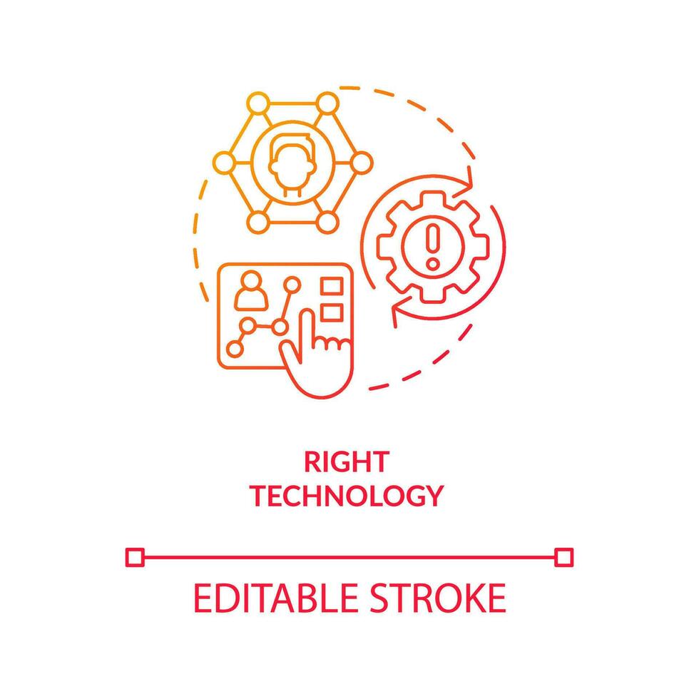 Choose correct technology red gradient concept icon. Optimize website for mobile device. Personalization abstract idea thin line illustration. Isolated outline drawing vector