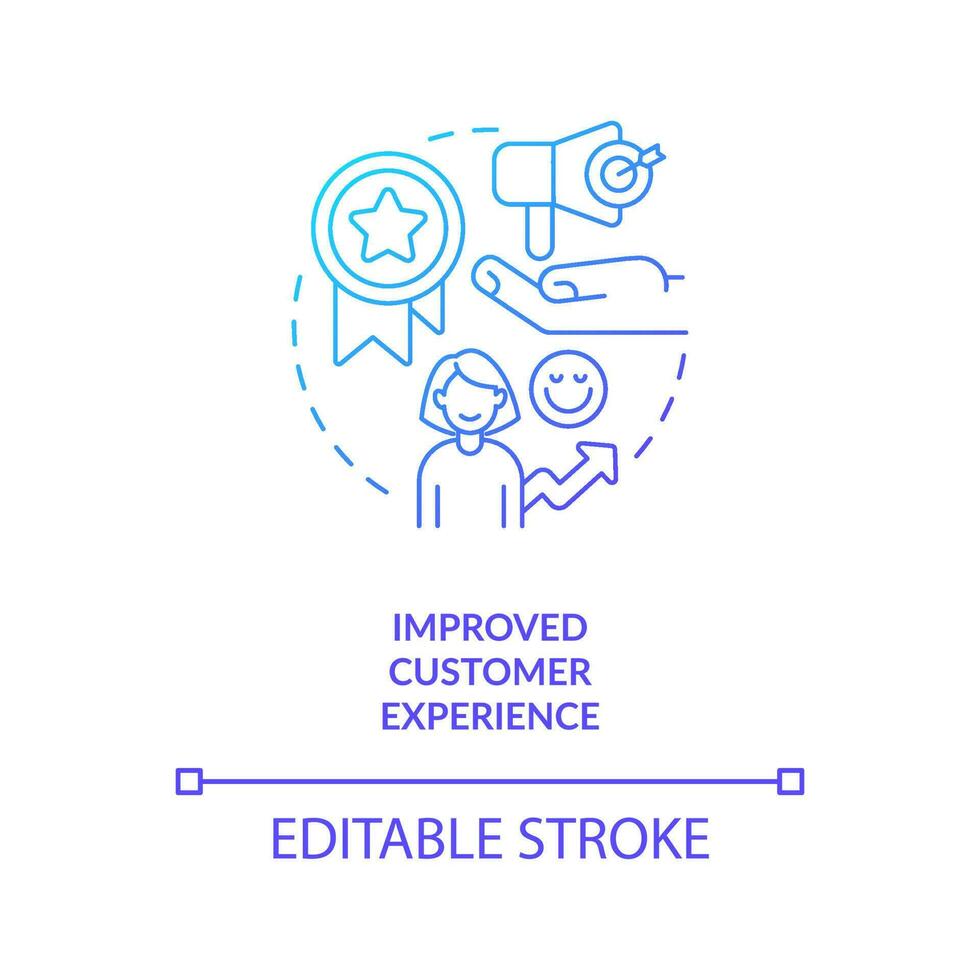 Improved customer experience blue gradient concept icon. Satisfied user. Happy client. Positive feedback abstract idea thin line illustration. Isolated outline drawing vector
