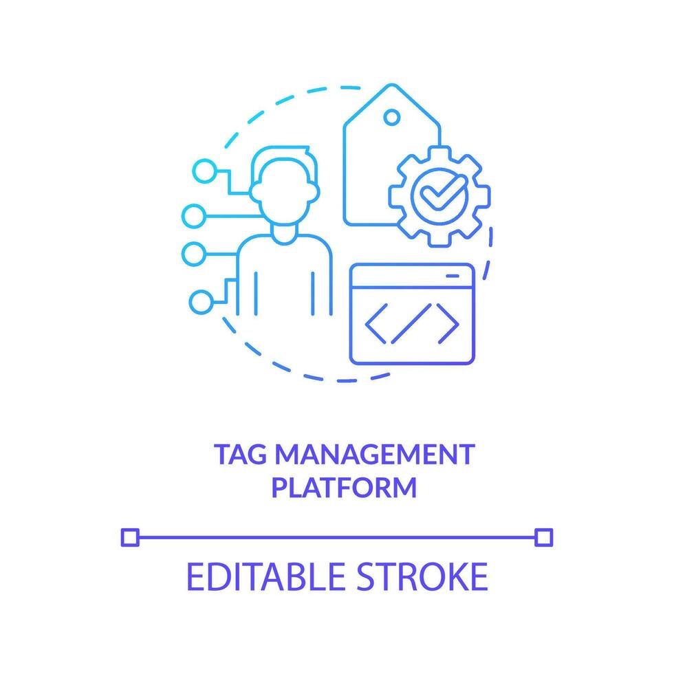 Tag management platform blue gradient concept icon. Web marketing tools. Collect user behavioral information abstract idea thin line illustration. Isolated outline drawing vector