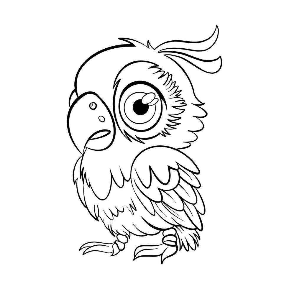 Coloring mascot with parrot character, cartoon illustration vector