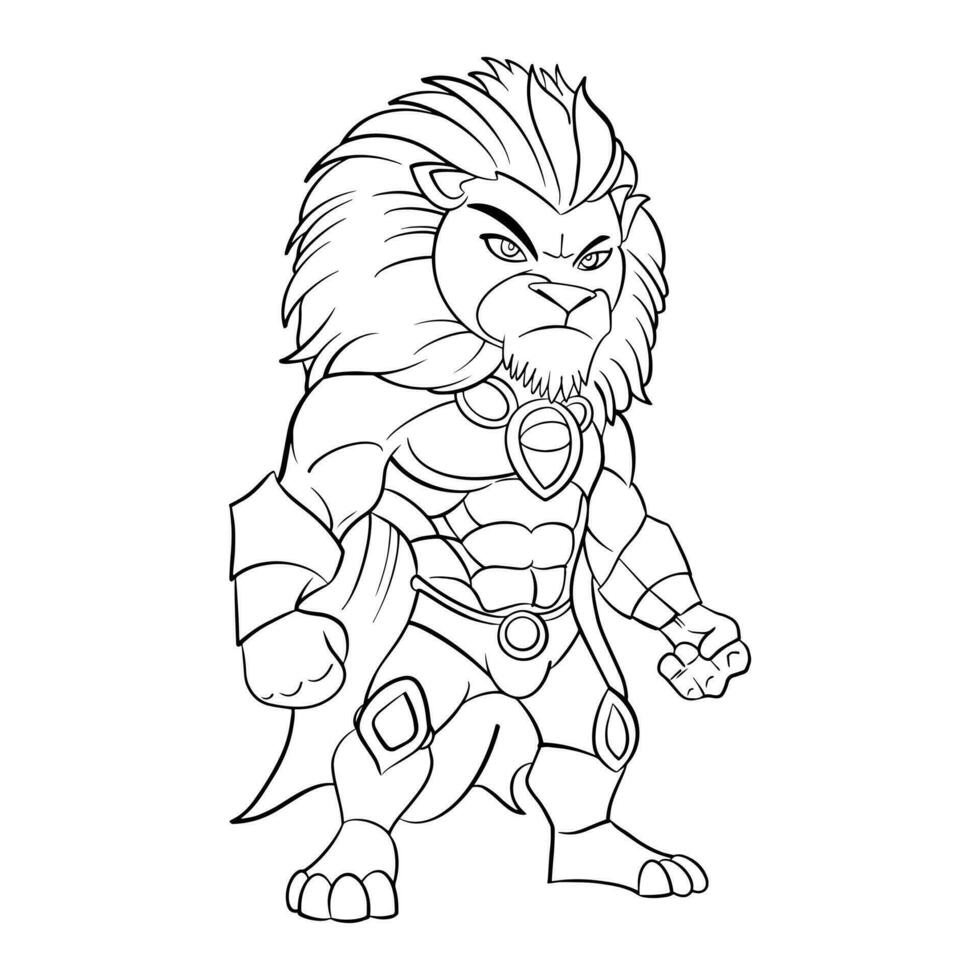 Coloring mascot with bird character lion, king of the jungle, cartoon illustration vector
