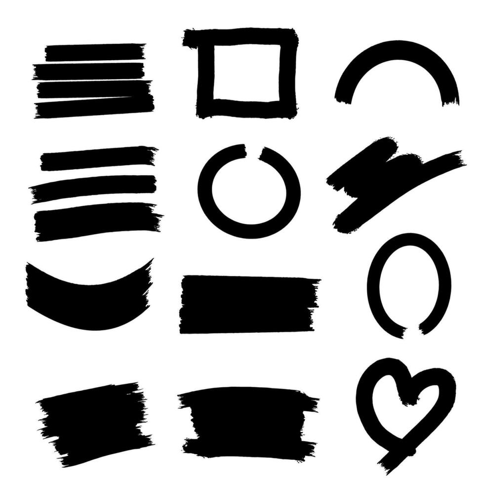 The Black ink brush Bundle set vector image for Graphic Idea.