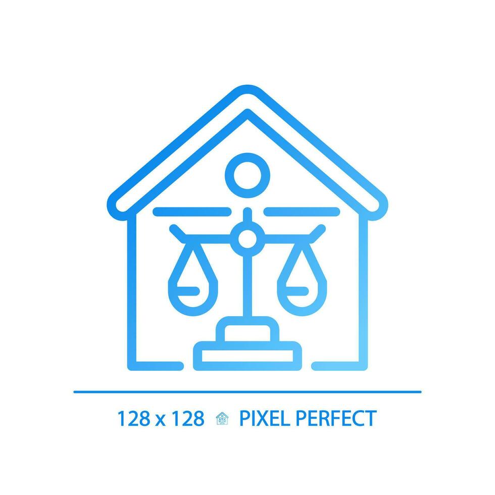 Property law pixel perfect gradient linear vector icon. Real estate legal owning. Housing regulation by legislation. Thin line color symbol. Modern style pictogram. Vector isolated outline drawing