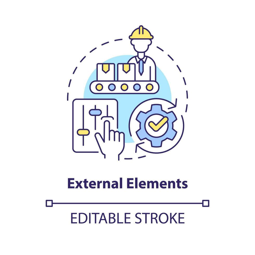 External elements concept icon. Running equipment. Production time. SMED step abstract idea thin line illustration. Isolated outline drawing. Editable stroke vector