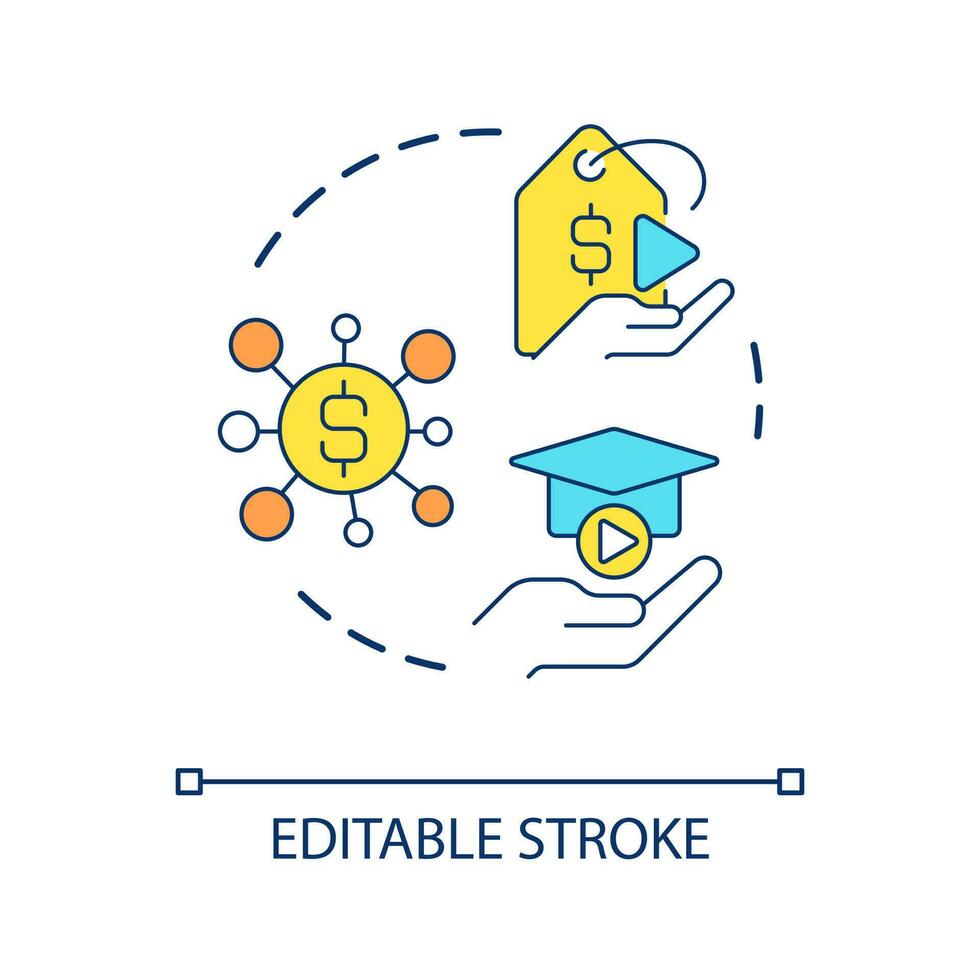 Make money with online streaming concept icon. Content monetization. Become full time streamer abstract idea thin line illustration. Isolated outline drawing. Editable stroke vector