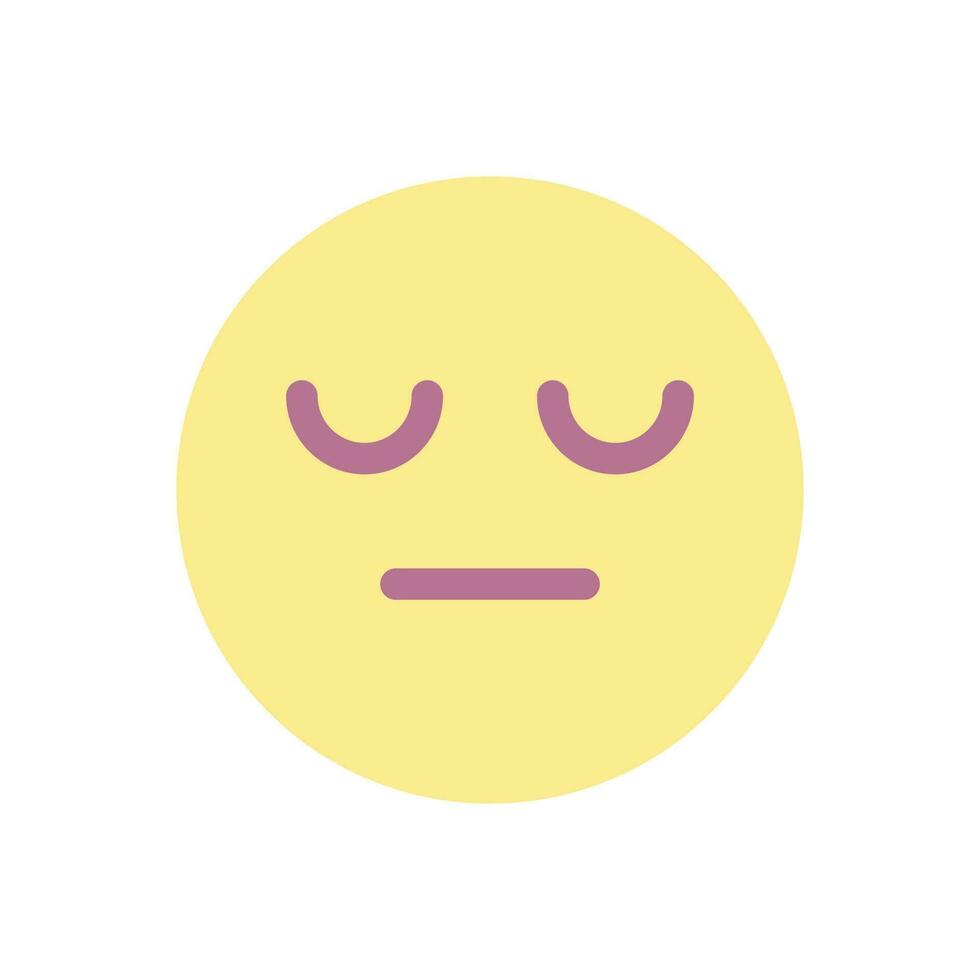 Sleepy face flat color ui icon. Indifferent emotion. Feelings expression. Disappointment. Simple filled element for mobile app. Colorful solid pictogram. Vector isolated RGB illustration