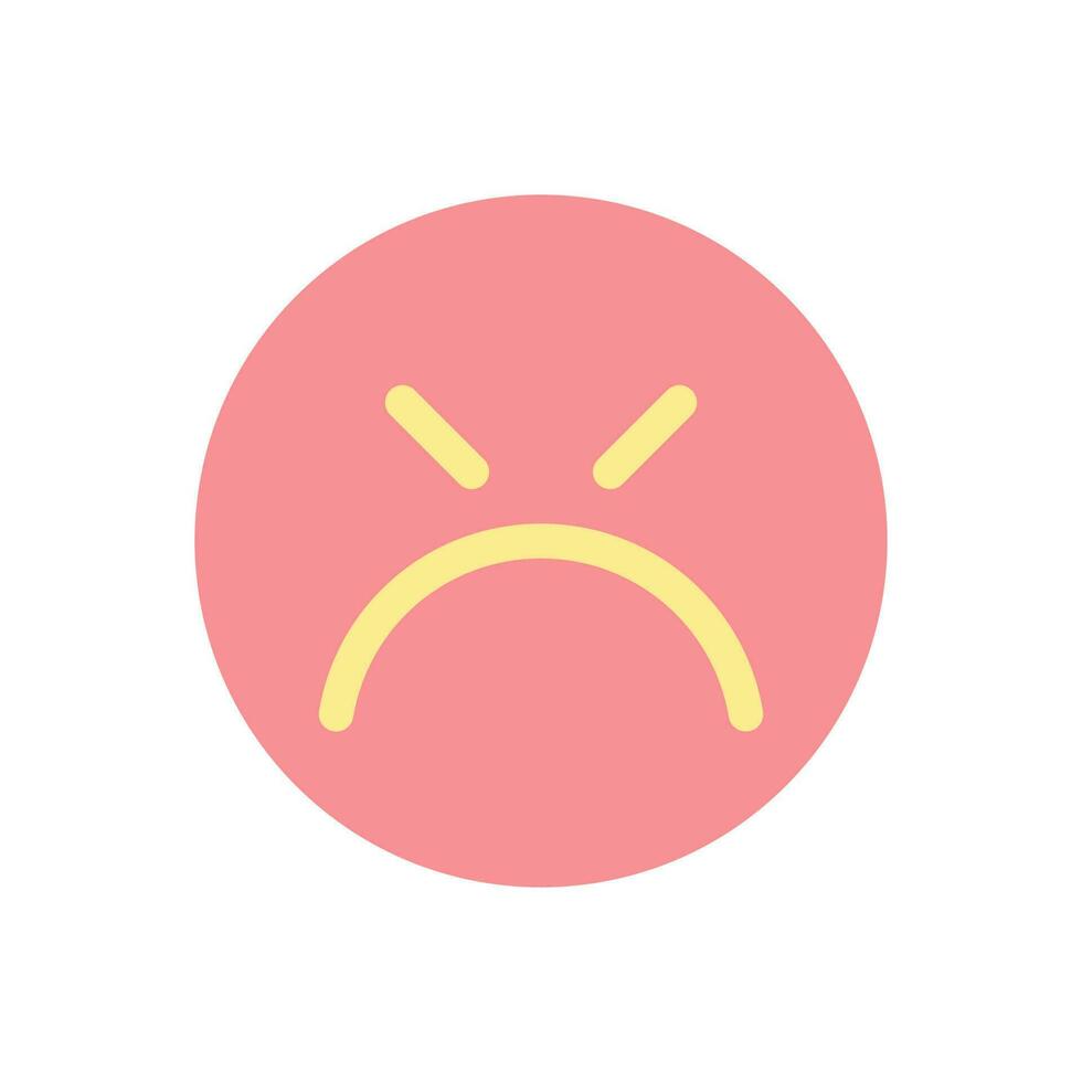 Mad face flat color ui icon. Emotional expression. Negative feedback. Annoyed and irritated client. Simple filled element for mobile app. Colorful solid pictogram. Vector isolated RGB illustration