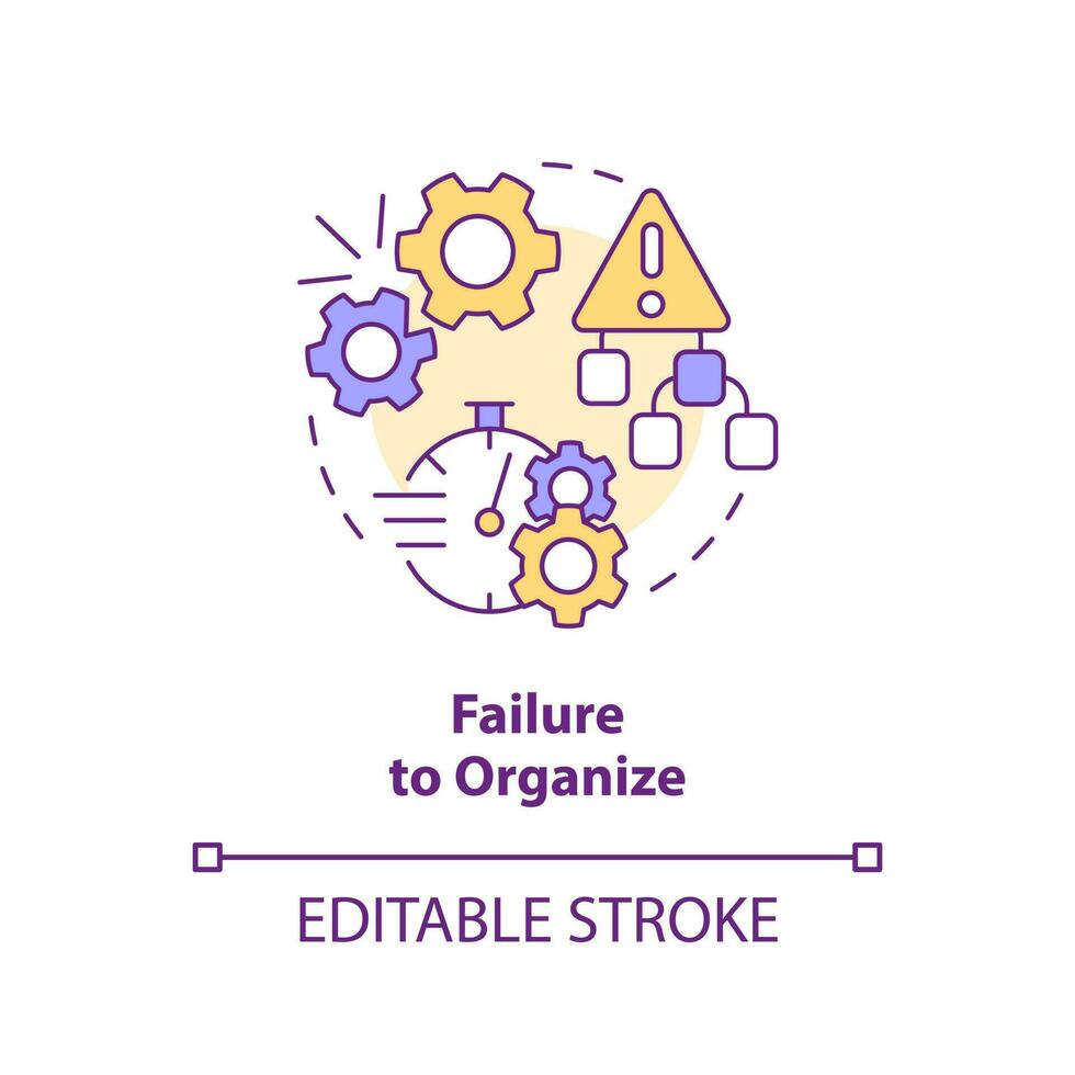 Failure to organize concept icon. SMED related pitfall. Inefficient process abstract idea thin line illustration. Isolated outline drawing. Editable stroke vector