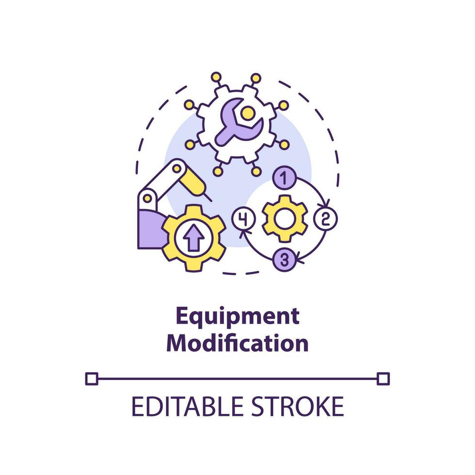 Equipment modification concept icon. Production process optimization. Machine safety abstract idea thin line illustration. Isolated outline drawing. Editable stroke vector