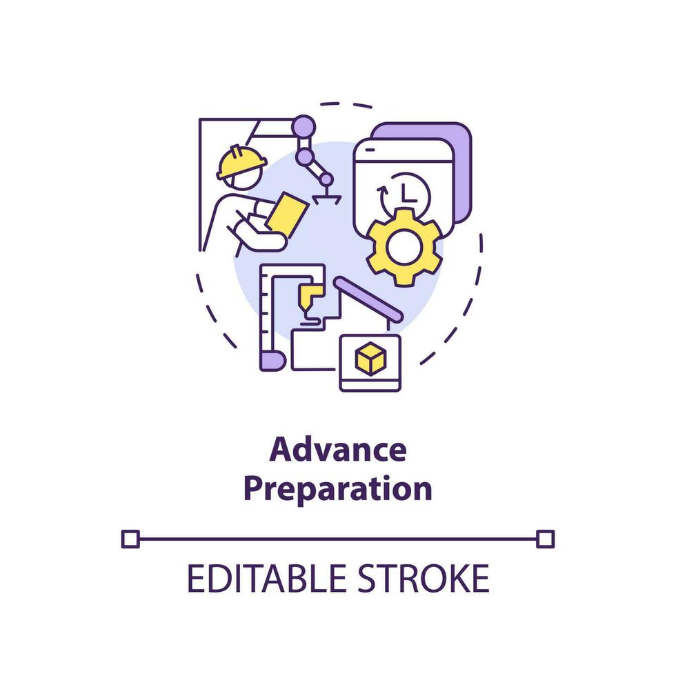 Advance preparation concept icon. Convert internal elements into external abstract idea thin line illustration. Isolated outline drawing. Editable stroke vector
