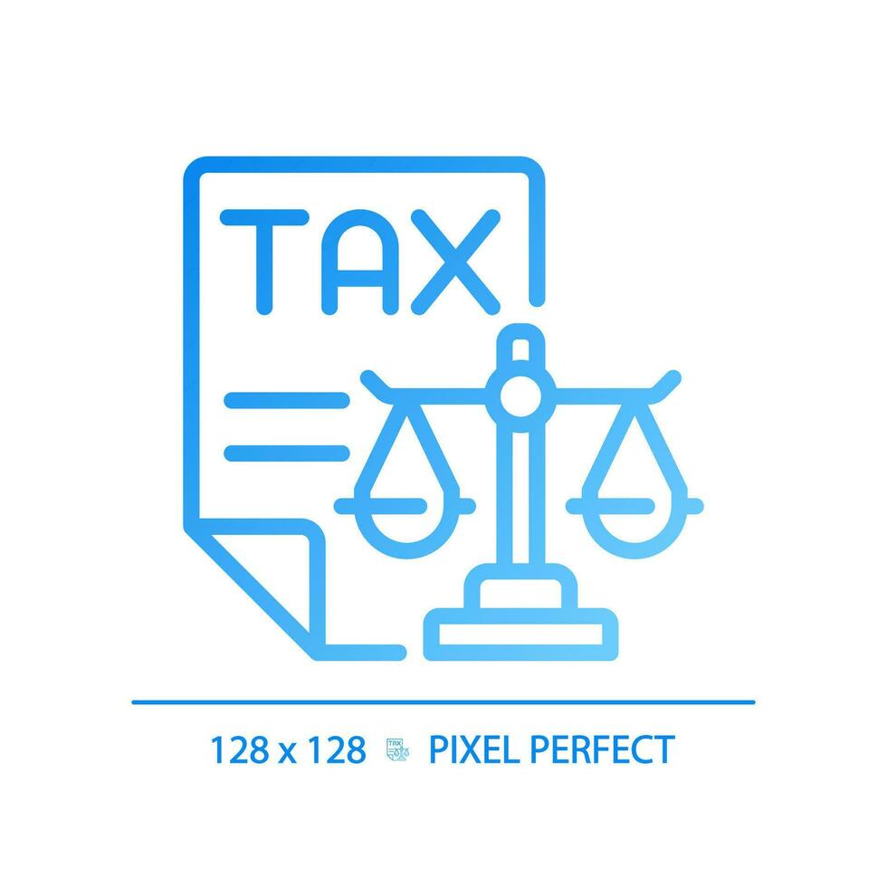 Tax law pixel perfect gradient linear vector icon. Financial operations legal regulation. Taxation payment order. Thin line color symbol. Modern style pictogram. Vector isolated outline drawing