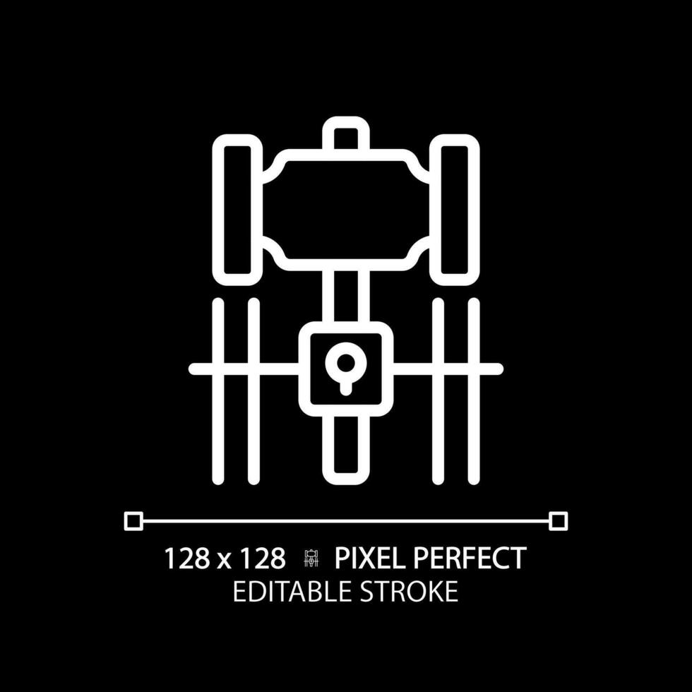 Sentencing pixel perfect white linear icon for dark theme. Law court verdict. Crime punishment decision. Legal regulation. Thin line illustration. Isolated symbol for night mode. Editable stroke vector