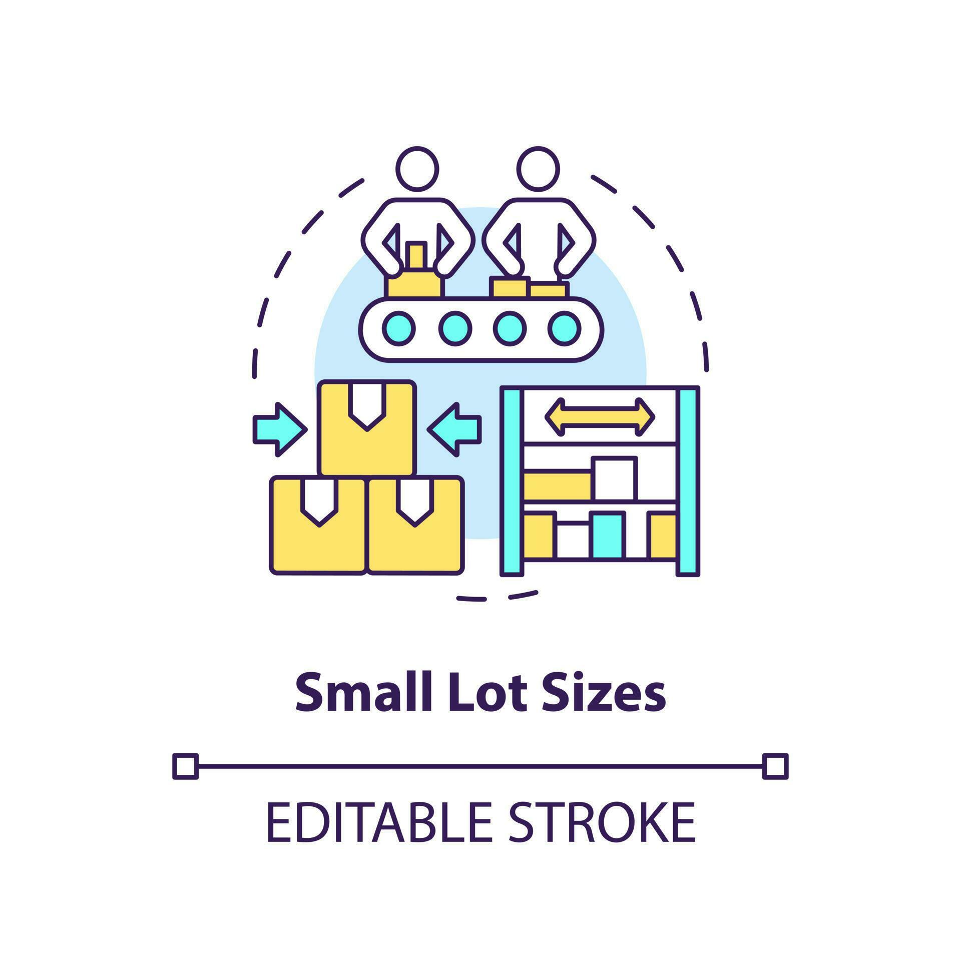 Small lot sizes concept icon. Operations management. Storage cost