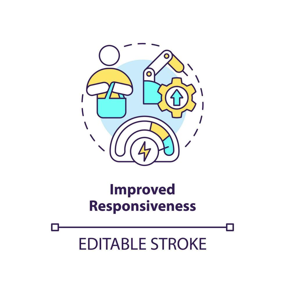 Improved responsiveness concept icon. Customer demand. Reducing setup time abstract idea thin line illustration. Isolated outline drawing. Editable stroke vector