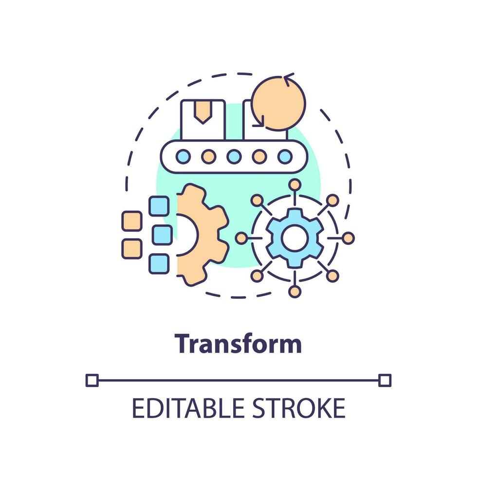 Transform concept icon. Efficiency improvement. Converting internal to external abstract idea thin line illustration. Isolated outline drawing. Editable stroke vector