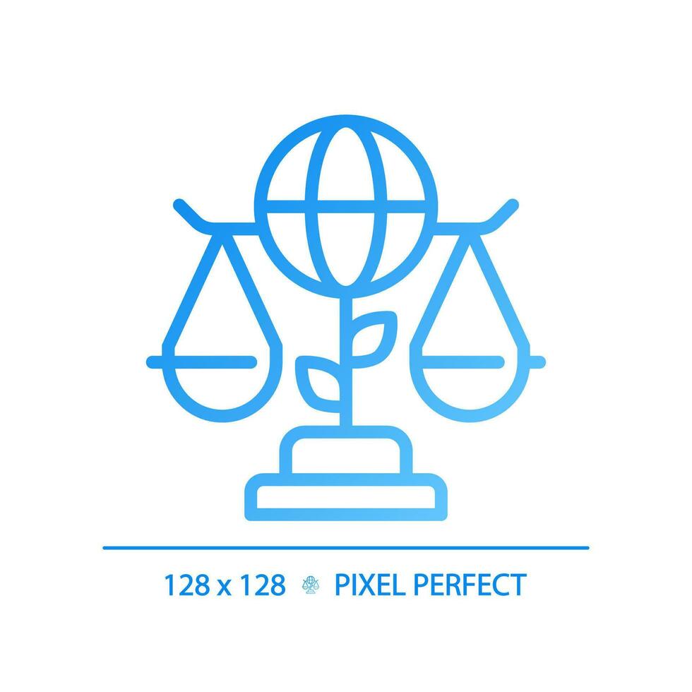 Environmental law pixel perfect gradient linear vector icon. Protecting natural ecosystems with legal rules. Regulation. Thin line color symbol. Modern style pictogram. Vector isolated outline drawing