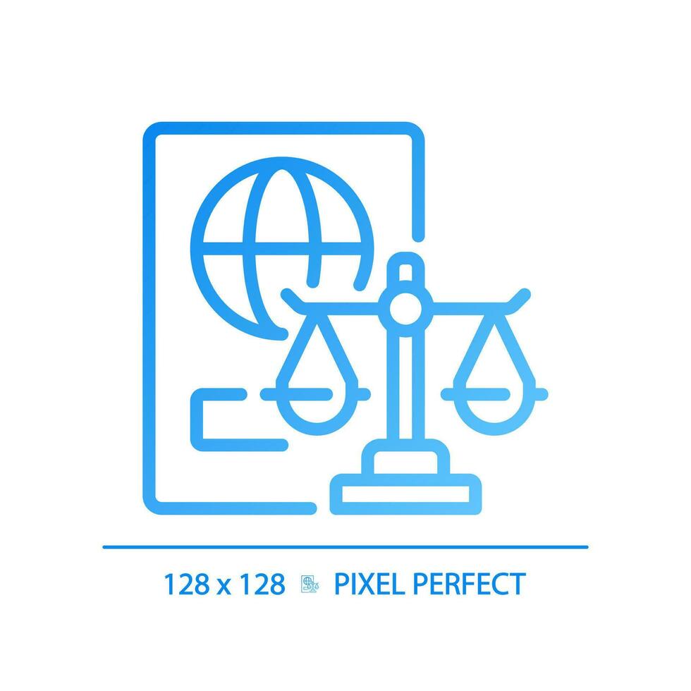 Immigration law pixel perfect gradient linear vector icon. International people moving regulation. Governmental control. Thin line color symbol. Modern style pictogram. Vector isolated outline drawing