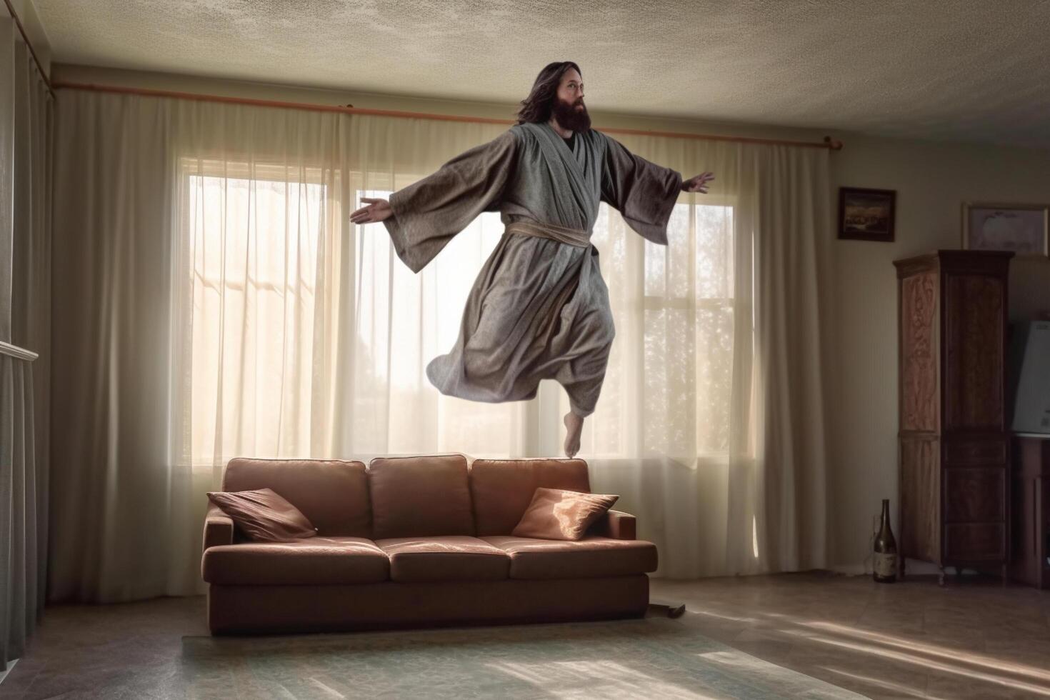 Ascension day of jesus christ or resurrection day of son of god. Good friday. Ascension day concept in living room by photo