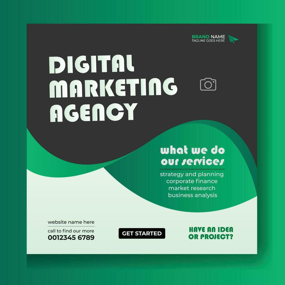 Digital marketing agency and corporate social media banner or post template. Square Flyer Template, Editable web Banner Post Template. vector