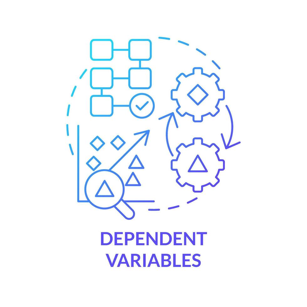 Dependent variables blue gradient concept icon. Causal research changeable and principles abstract idea thin line illustration. Isolated outline drawing vector