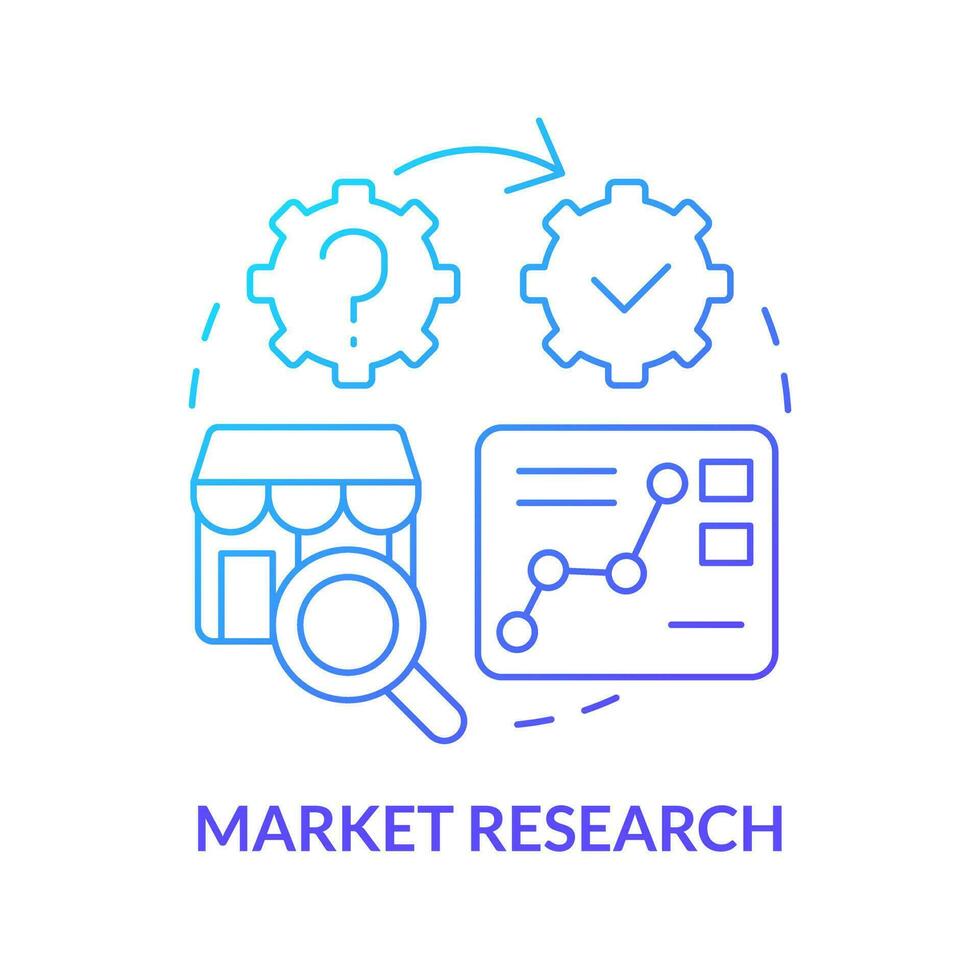 Market research blue gradient concept icon. Predict business tendencies. Causal studying example abstract idea thin line illustration. Isolated outline drawing vector