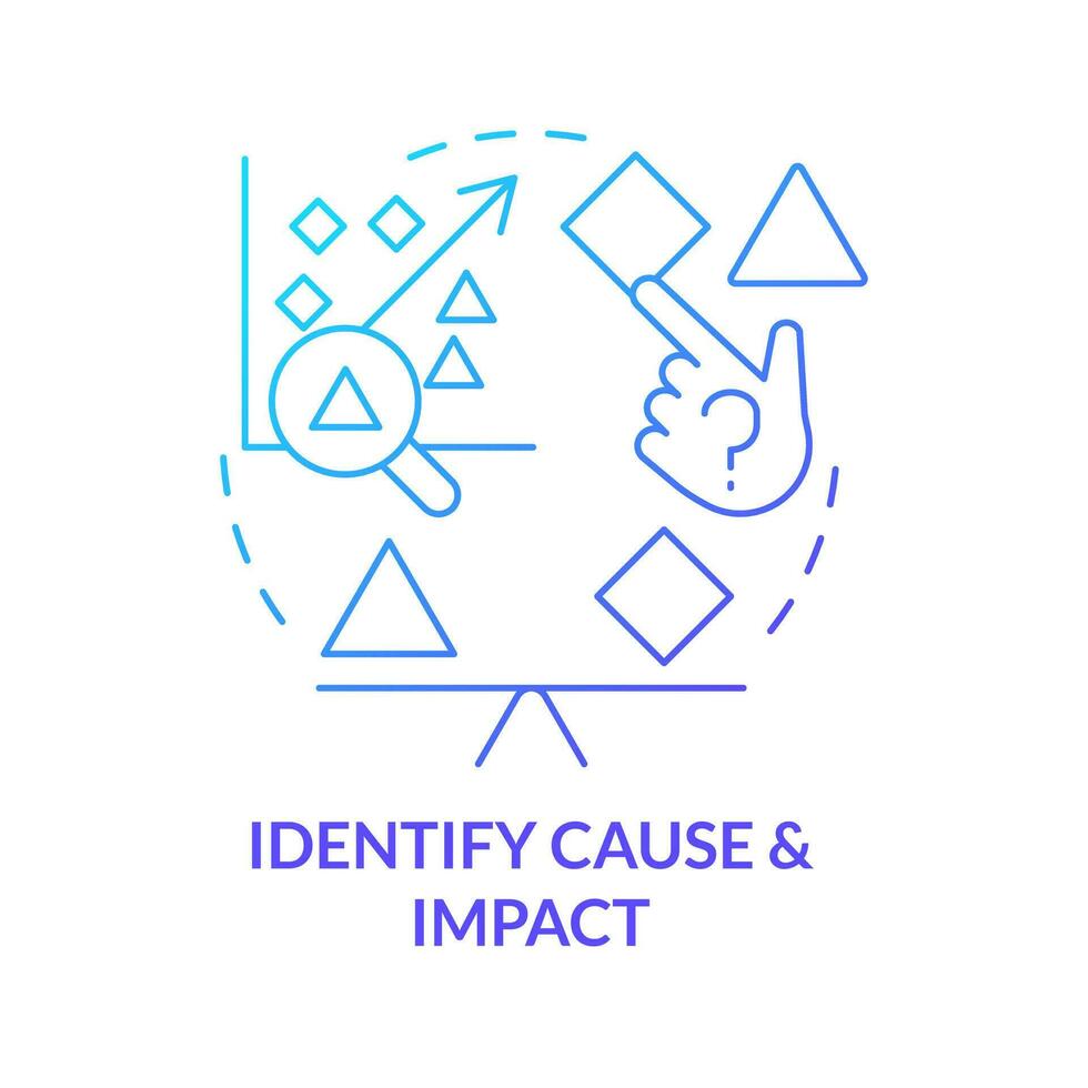 Identify cause and impact blue gradient concept icon. Real reason. Causal research disadvantage abstract idea thin line illustration. Isolated outline drawing vector