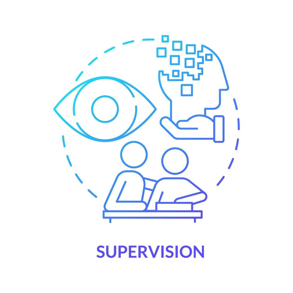 Supervision blue gradient concept icon. Alzheimers and dementia. Personal care and companionship service abstract idea thin line illustration. Isolated outline drawing vector