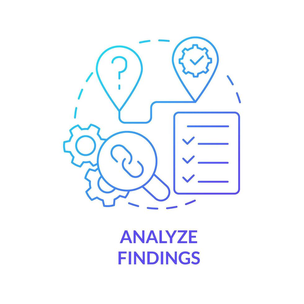 Analyze findings blue gradient concept icon. Data control process. How to conduct causal research abstract idea thin line illustration. Isolated outline drawing vector