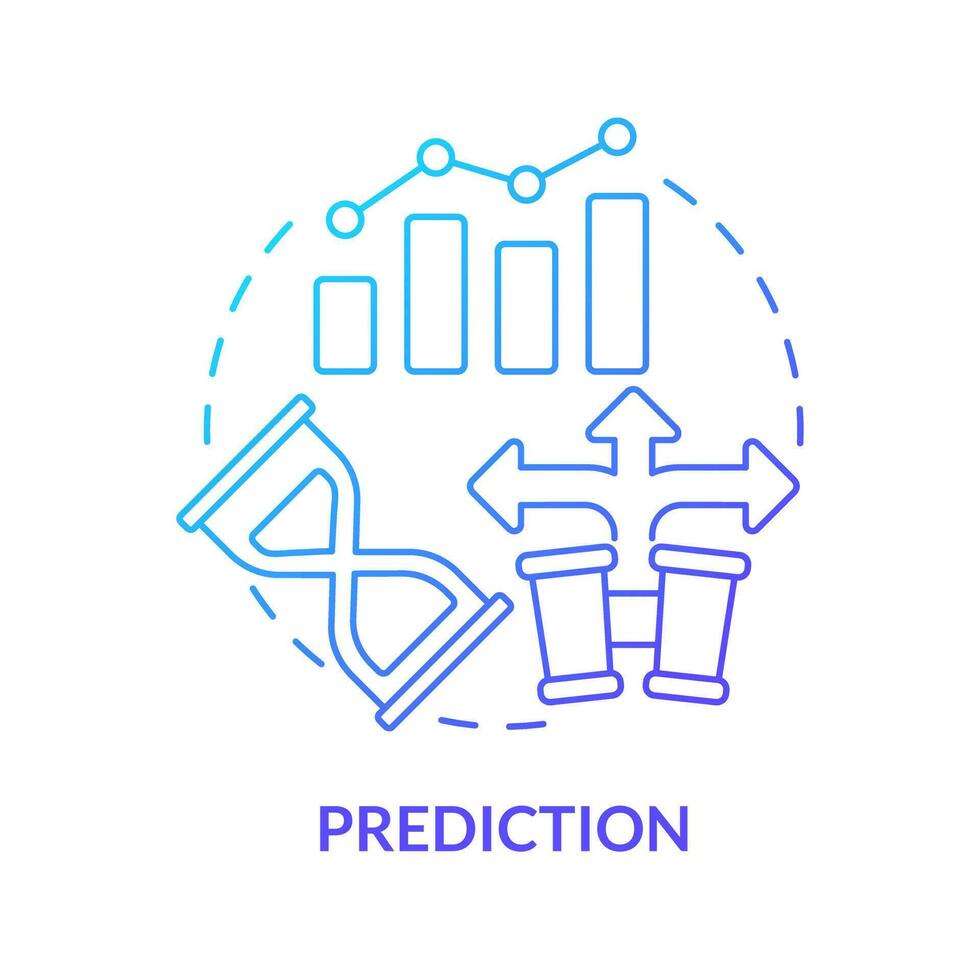 Prediction blue gradient concept icon. Model potential situations. Causal research benefit abstract idea thin line illustration. Isolated outline drawing vector