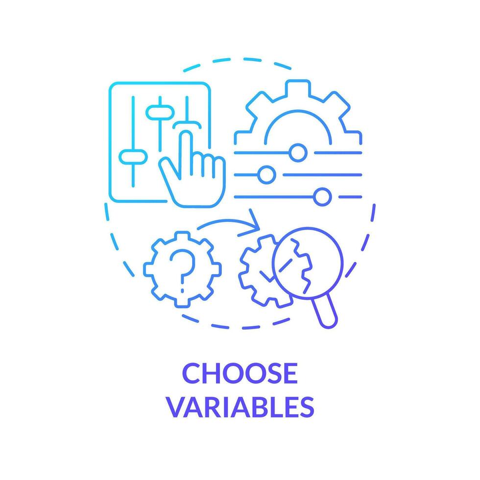 Choose variables blue gradient concept icon. Test business. How to conduct causal research abstract idea thin line illustration. Isolated outline drawing vector