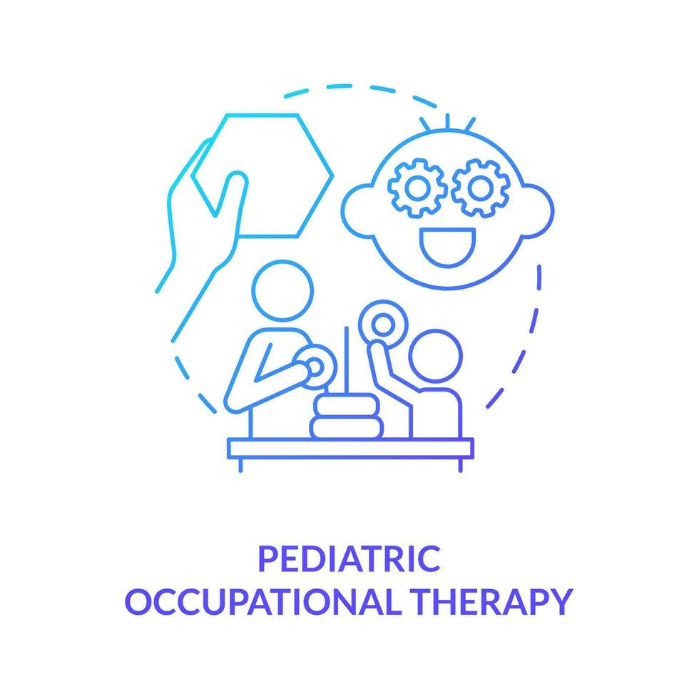 pediátrico ocupacional terapia azul degradado concepto icono. rehabilitación. hogar salud cuidado para niño resumen idea Delgado línea ilustración. aislado contorno dibujo vector