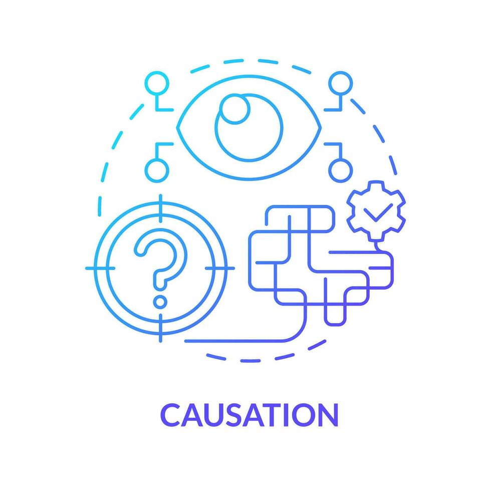 Causation blue gradient concept icon. Effect reasons. Causal research variables and principles abstract idea thin line illustration. Isolated outline drawing vector