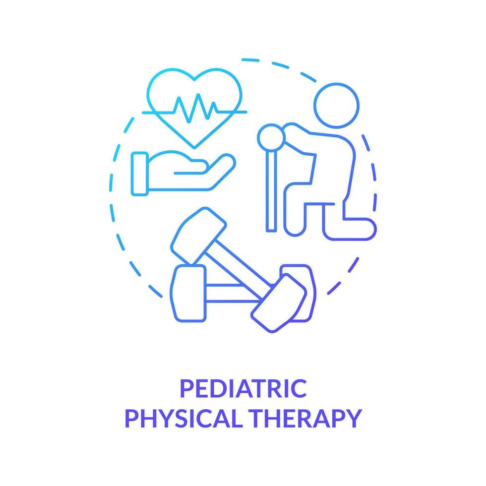 Pediatric physical therapy blue gradient concept icon. Physiotherapy. Home health care for kid abstract idea thin line illustration. Isolated outline drawing vector