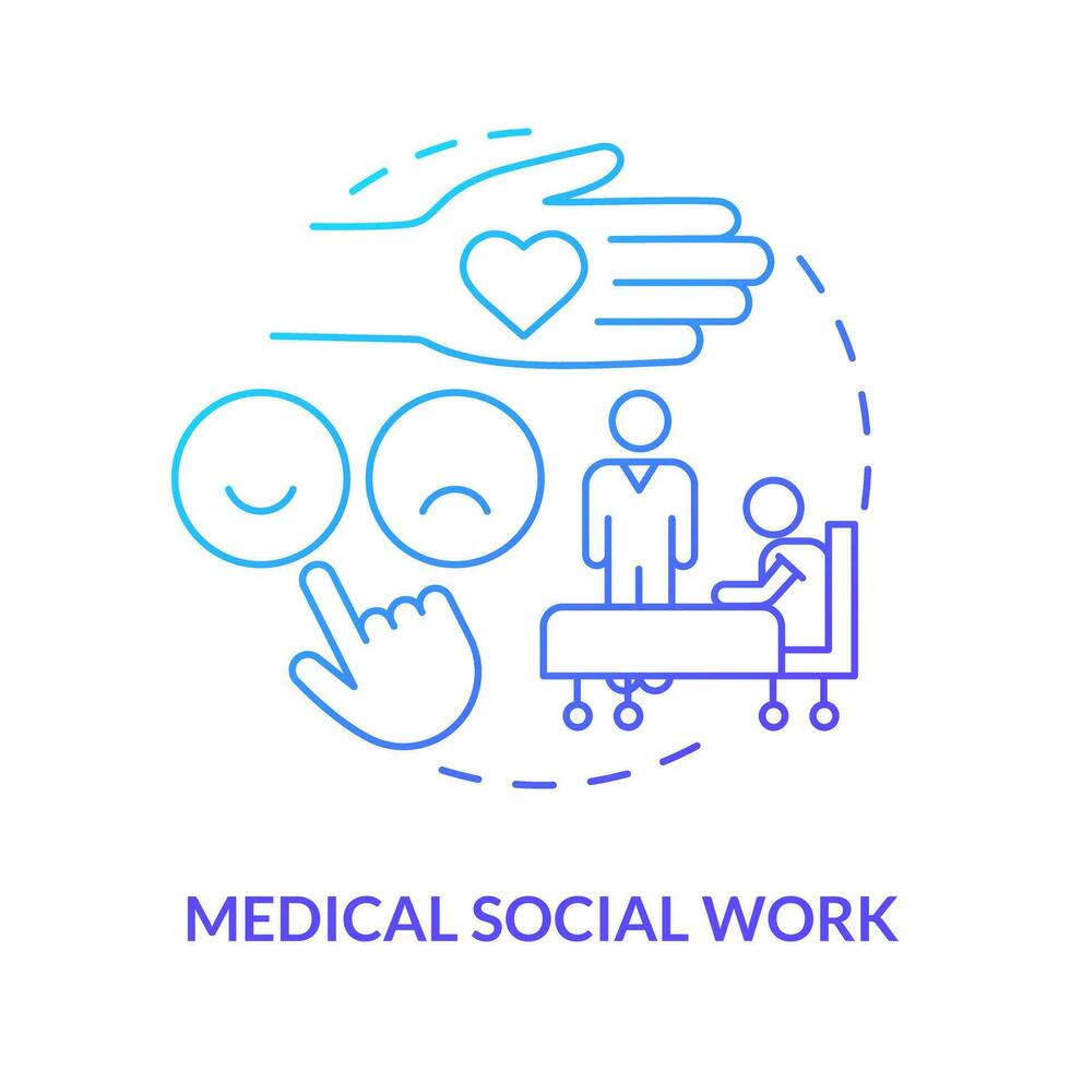 Medical social work blue gradient concept icon. Skilled service provider. Home health care service abstract idea thin line illustration. Isolated outline drawing vector