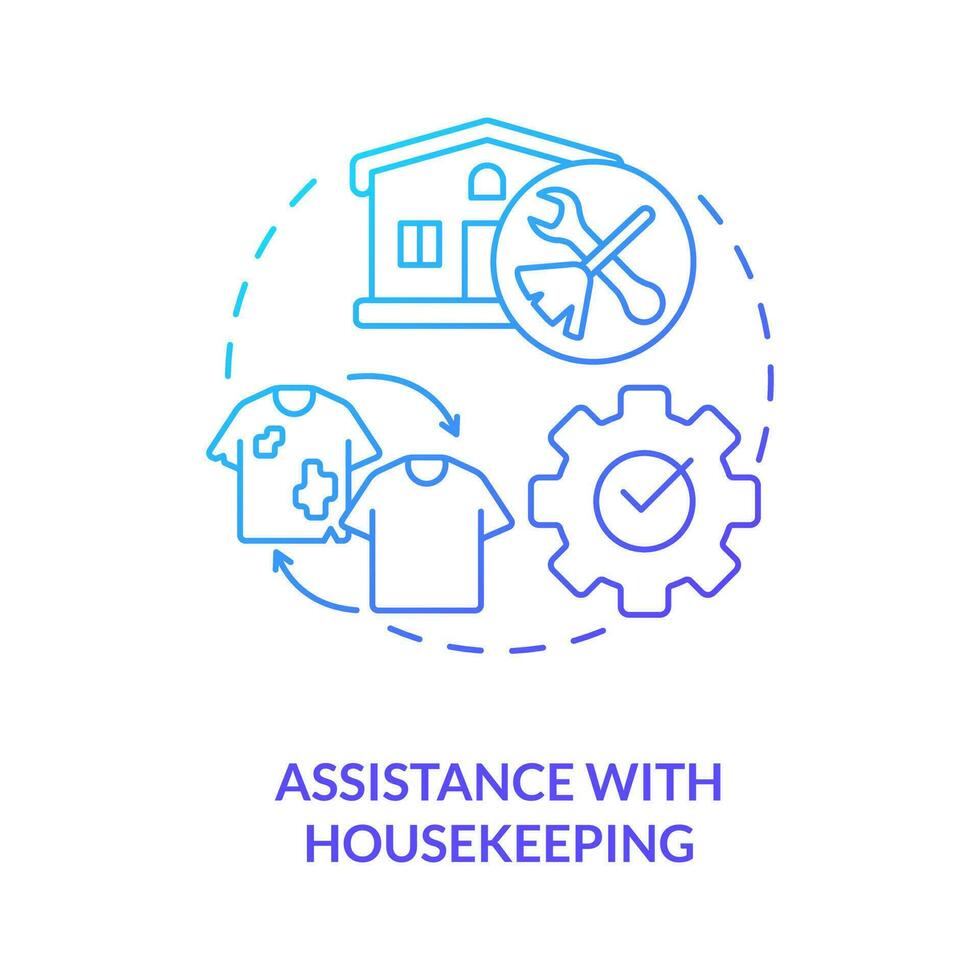 Assistance with housekeeping blue gradient concept icon. Personal care and companionship service abstract idea thin line illustration. Isolated outline drawing vector