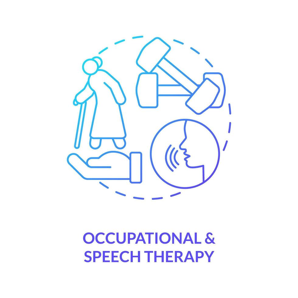 Occupational and speech therapy blue gradient concept icon. Training program. Home health care service abstract idea thin line illustration. Isolated outline drawing vector