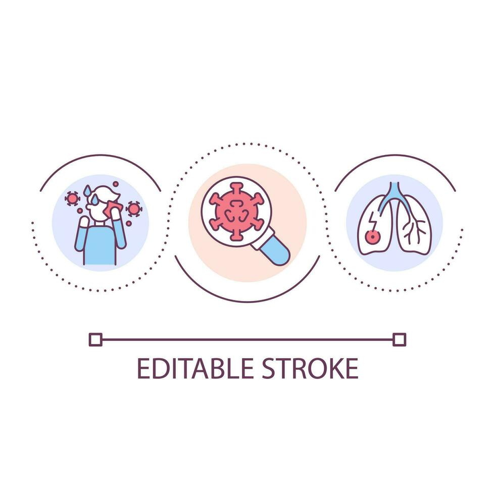 Respiratory tract infection loop concept icon. Pulmonary disease. Contagious virus. Influenza abstract idea thin line illustration. Isolated outline drawing. Editable stroke vector
