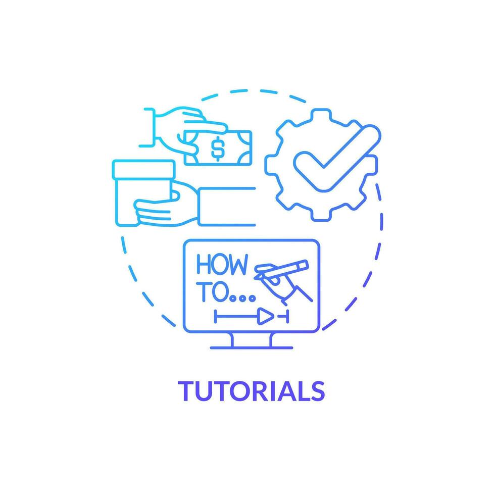 Tutorials blue gradient concept icon. Video instructions creation. Content for affiliate website abstract idea thin line illustration. Isolated outline drawing vector