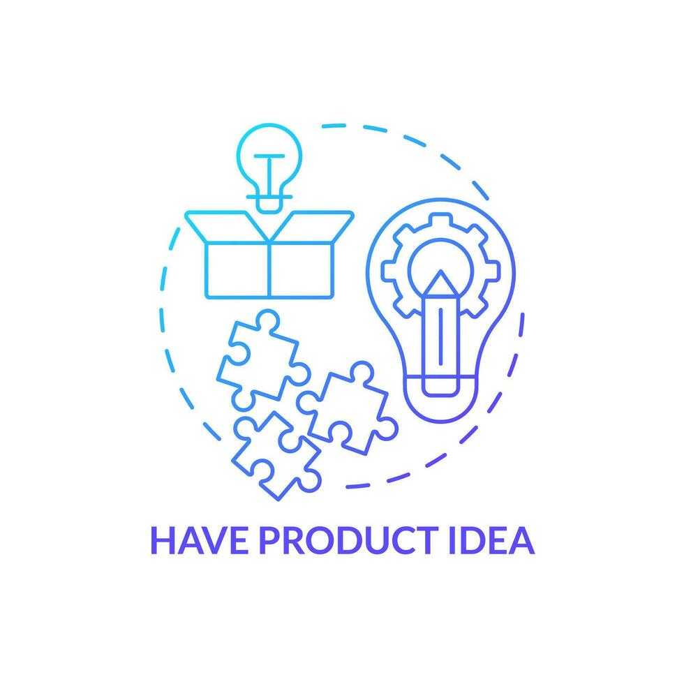 Have product idea blue gradient concept icon. Sales insights in business. Become affiliate merchant abstract idea thin line illustration. Isolated outline drawing vector