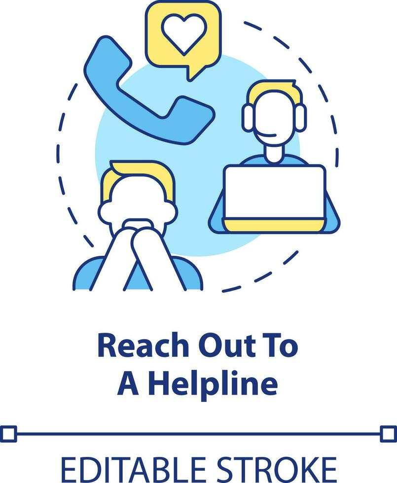 Reach out to helpline concept icon. Find LGBTQ friendly therapist abstract idea thin line illustration. Isolated outline drawing. Editable stroke vector