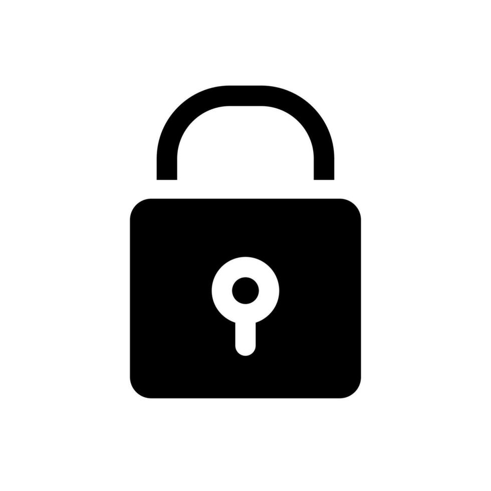 Padlock black glyph ui icon. Closed access to sensitive data. Cyber security. User interface design. Silhouette symbol on white space. Solid pictogram for web, mobile. Isolated vector illustration