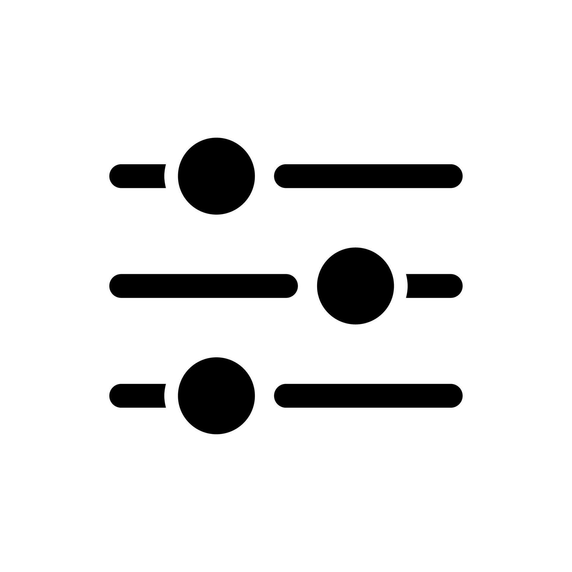 Filters button black glyph ui icon. Choice options menu. Adjustment tool. User interface design