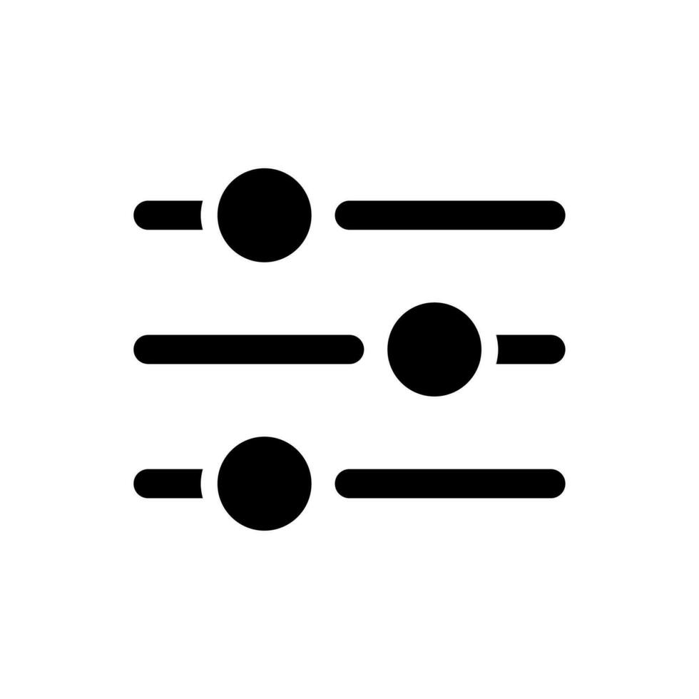 Filters button black glyph ui icon. Choice options menu. Adjustment tool. User interface design. Silhouette symbol on white space. Solid pictogram for web, mobile. Isolated vector illustration