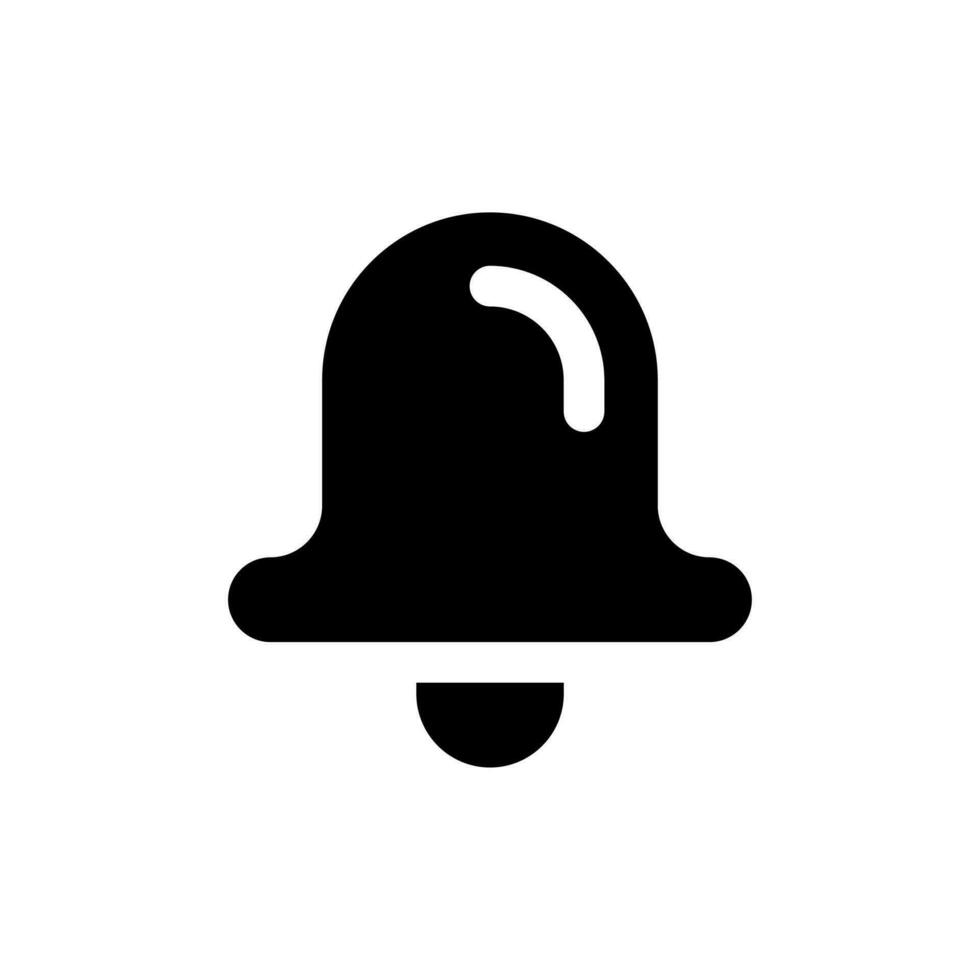 Bell black glyph ui icon. Notification from app. Informational message. User interface design. Silhouette symbol on white space. Solid pictogram for web, mobile. Isolated vector illustration