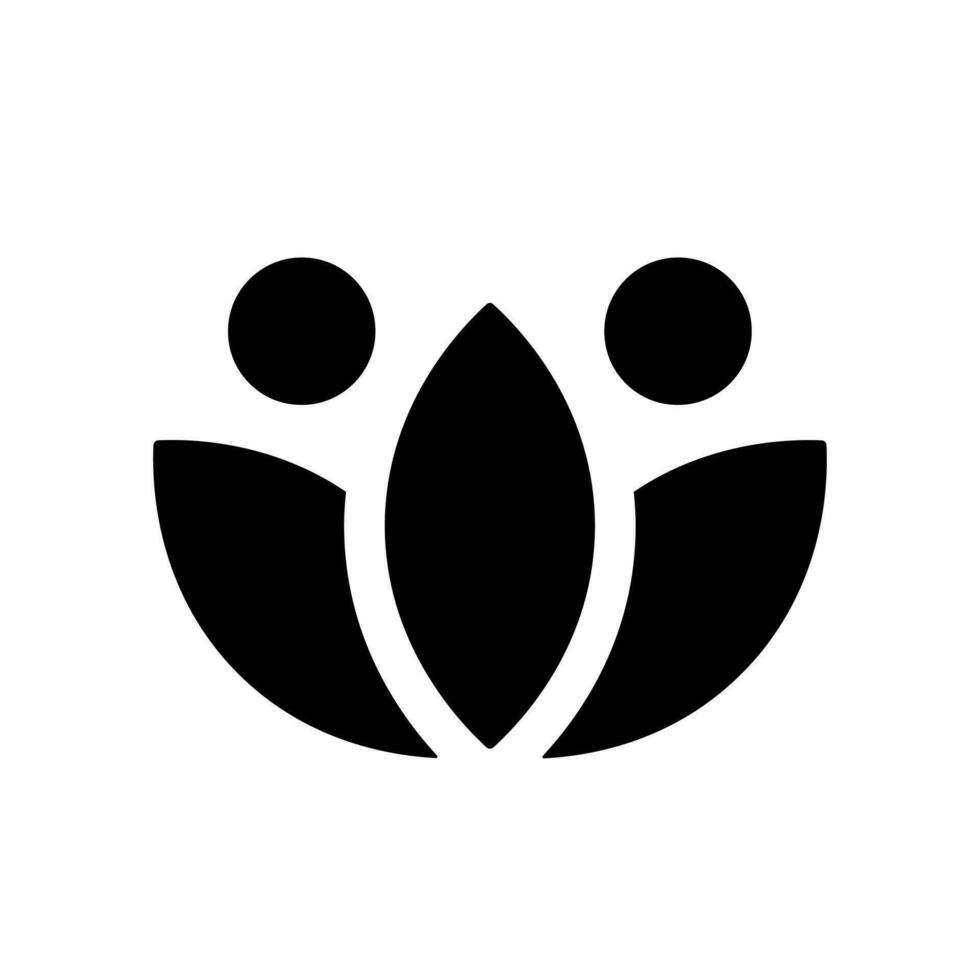 Lotus black glyph ui icon. Meditation sign. Inner calmness and tranquility. User interface design. Silhouette symbol on white space. Solid pictogram for web, mobile. Isolated vector illustration