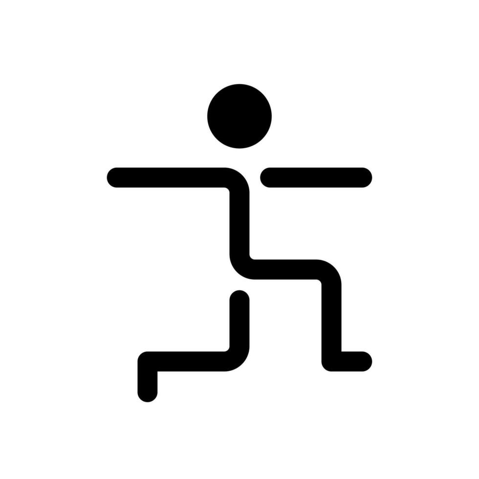 Warrior pose black glyph ui icon. Healthy and active lifestyle. Stretching. User interface design. Silhouette symbol on white space. Solid pictogram for web, mobile. Isolated vector illustration