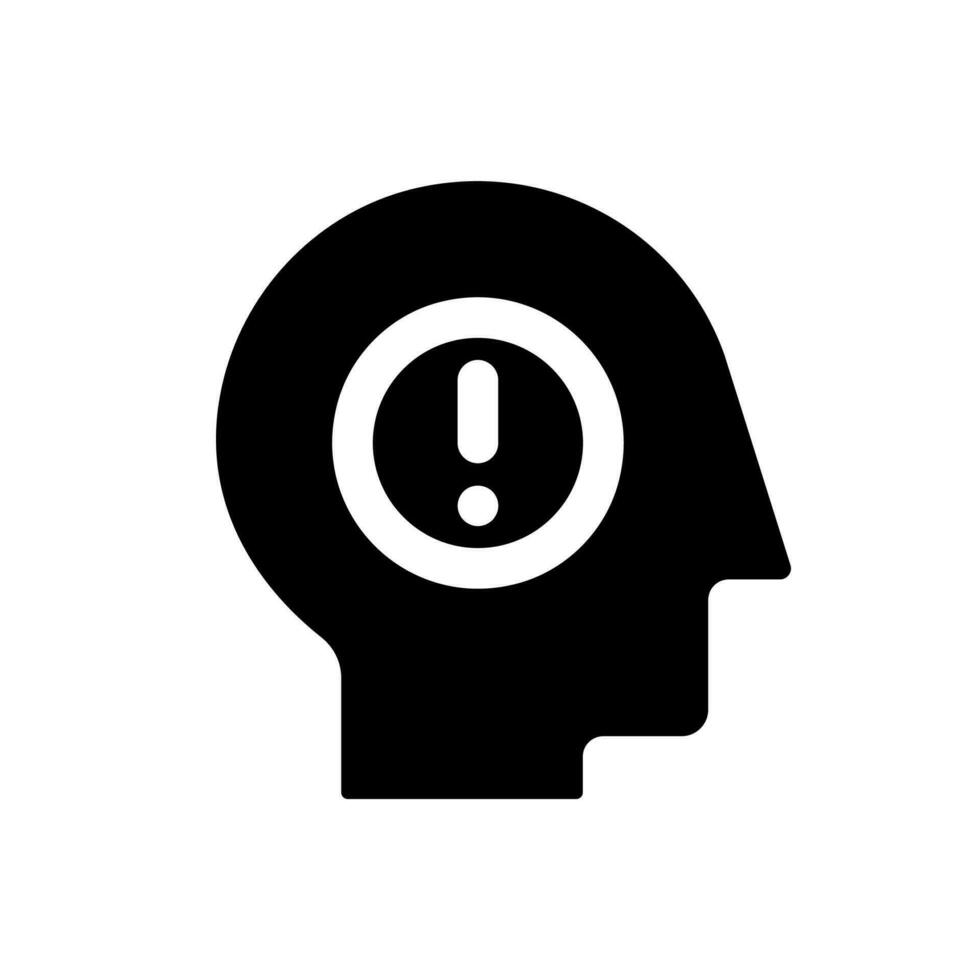 Mental health issues black glyph ui icon. Stress, anxiety. Psychological problem. User interface design. Silhouette symbol on white space. Solid pictogram for web, mobile. Isolated vector illustration