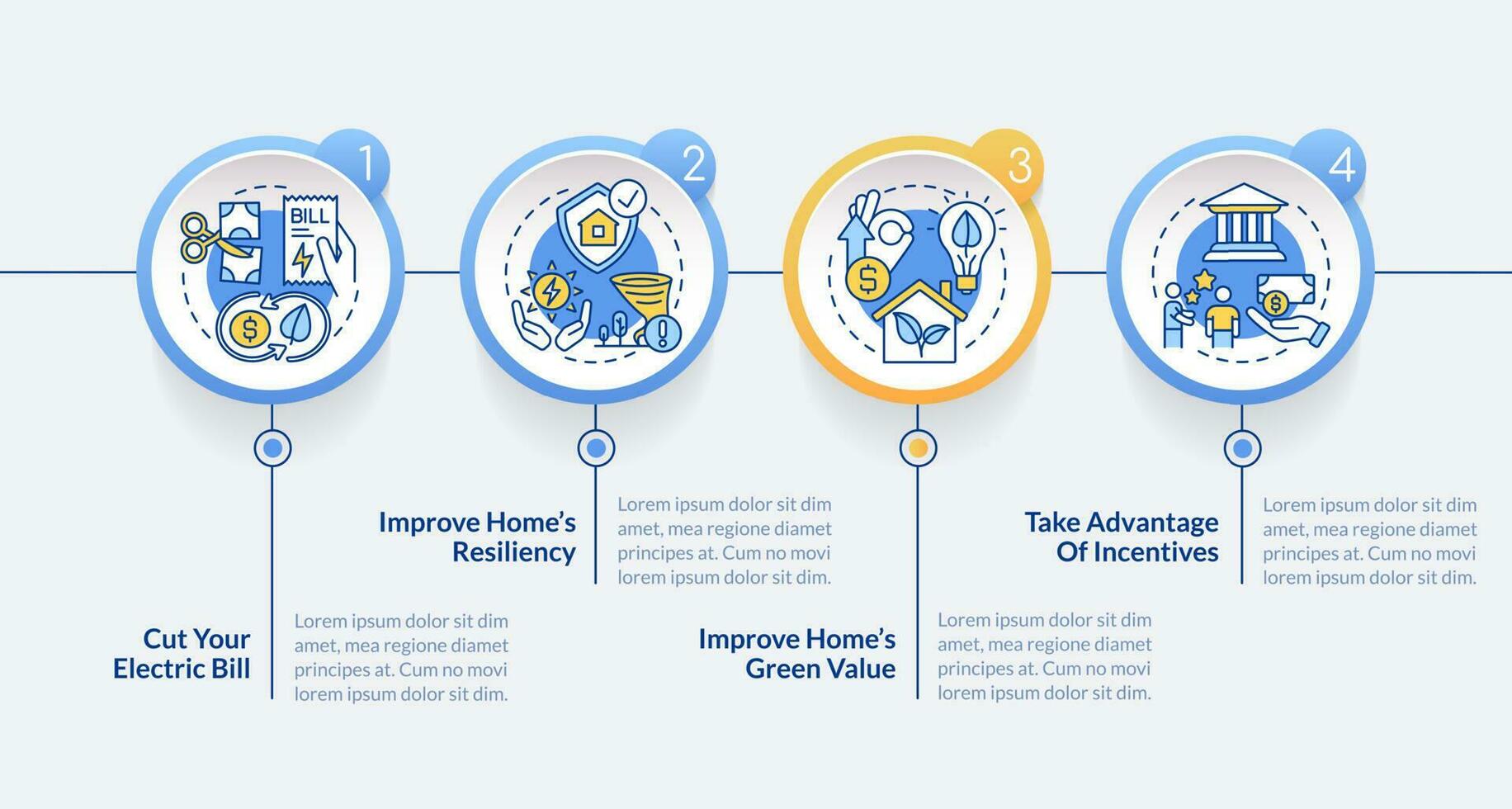 Considering alternative energy reasons circle infographic template. Data visualization with 4 steps. Editable timeline info chart. Workflow layout with line icons vector